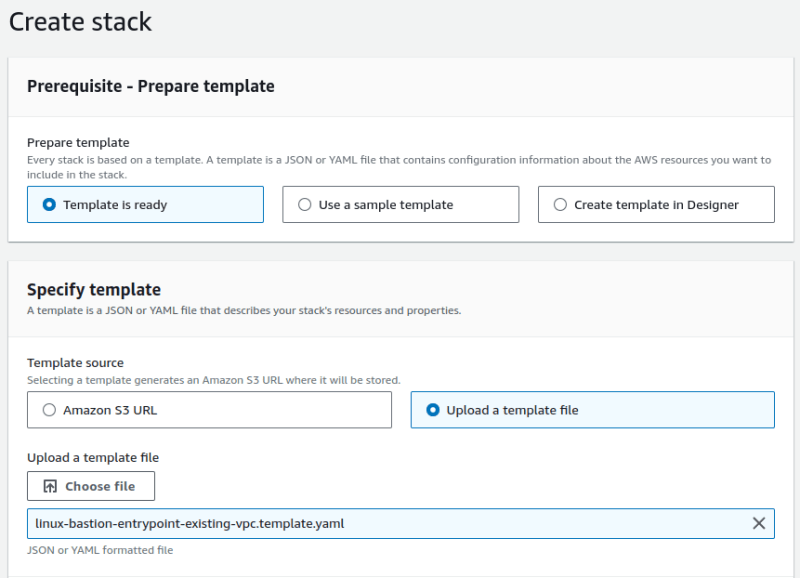 create stack dialog