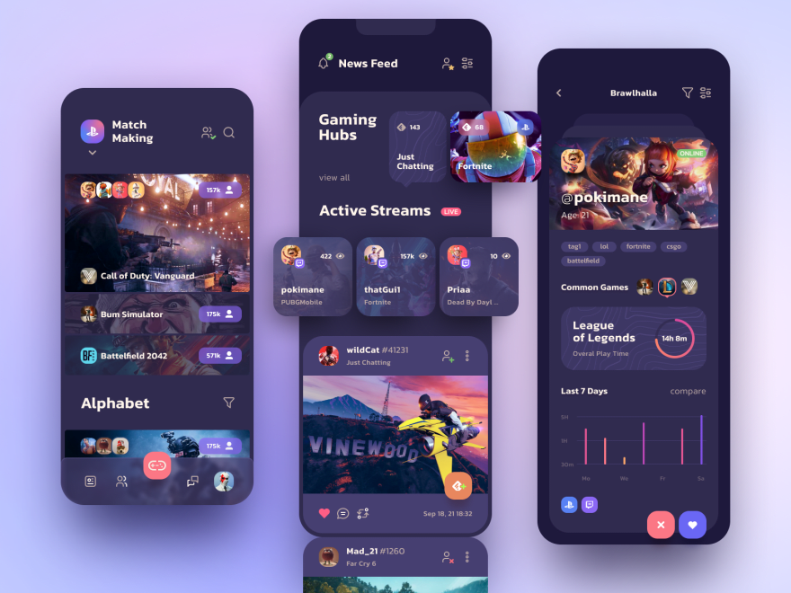 by [uixNinja](https://dribbble.com/shots/17652705-Game-application-UI-design)