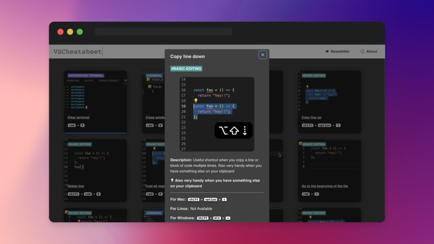 Shortcut modal