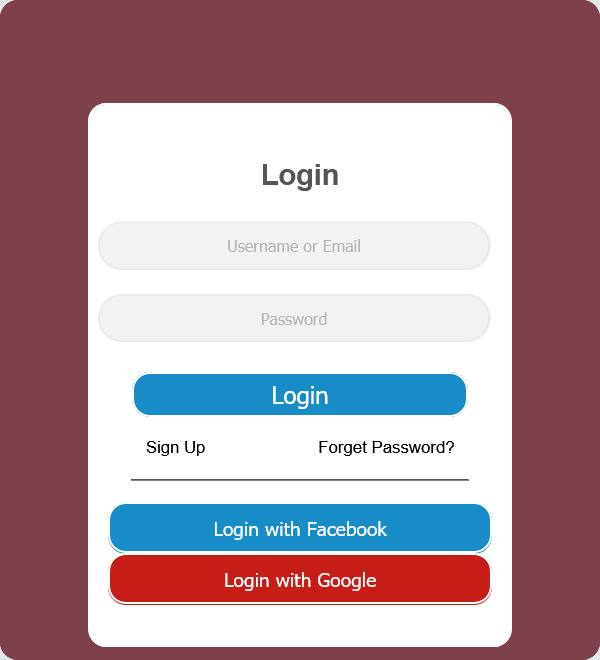 login form with other options