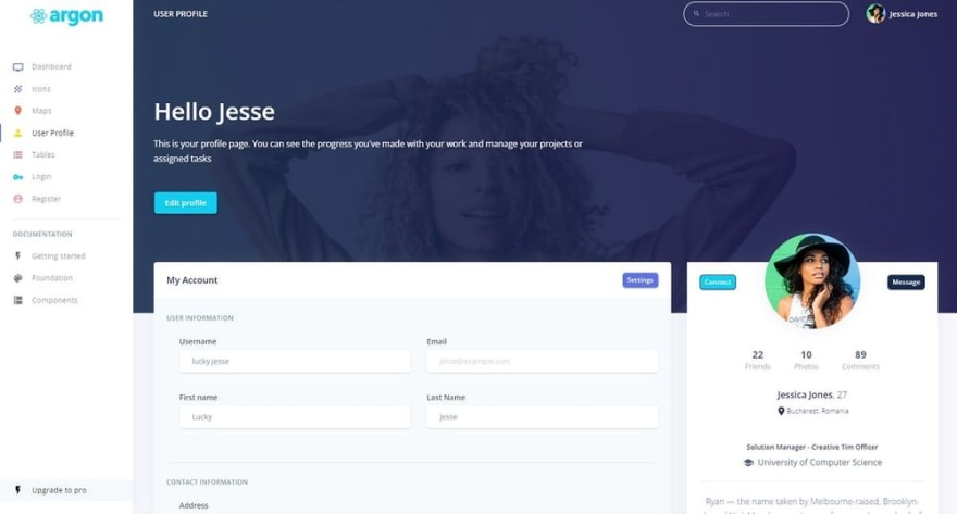 Open Source MUI Template Argon React DEV Community