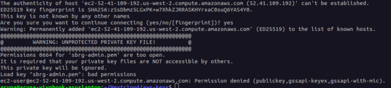 Permissions 0664 for .pem file is too open error