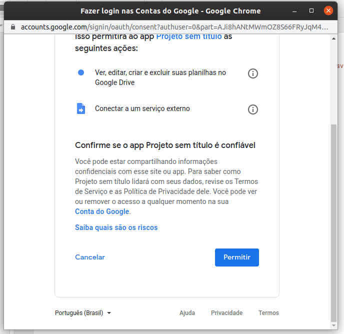 Google Apps Scripts Autorização - 3