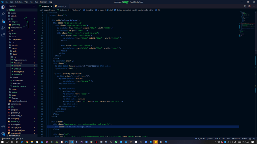 Folder Structure for Generator.js and Database.json