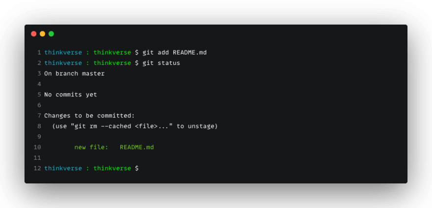 Use git add to stage the file to your git workspace