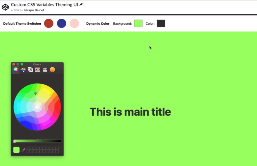 CSS Variables/Color Switcher UI: Hình ảnh liên quan tới CSS Variables và Color Switcher UI giúp bạn tùy chỉnh tông màu của trang web một cách dễ dàng và linh hoạt. Xem ảnh để khám phá các tính năng tiện ích này!
