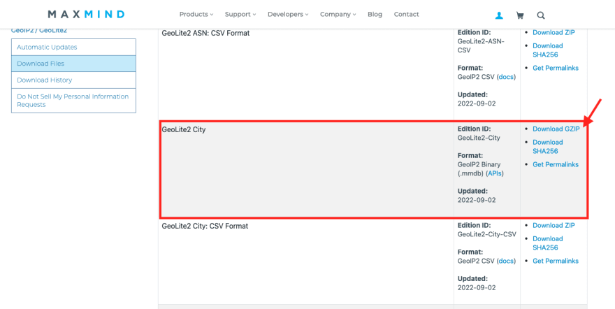 Download GeoLite City GZIP