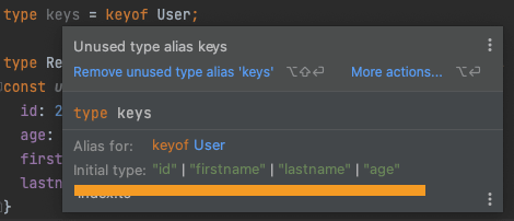 Using type of to get the keys