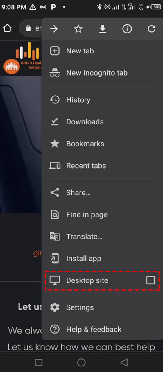 Desktop site