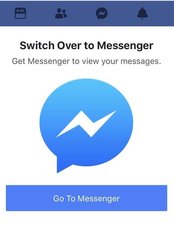 Facebook Warning: Get Messenger to view your messages.