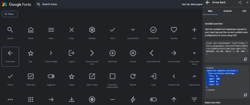 Material Symbols and Icons - Google Fonts