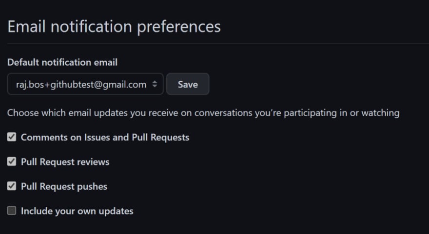 Notification settings - Email notification preferences