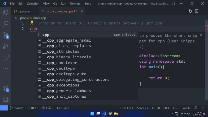 Creating your own snippet in VS Code within 1 minute - DEV Community