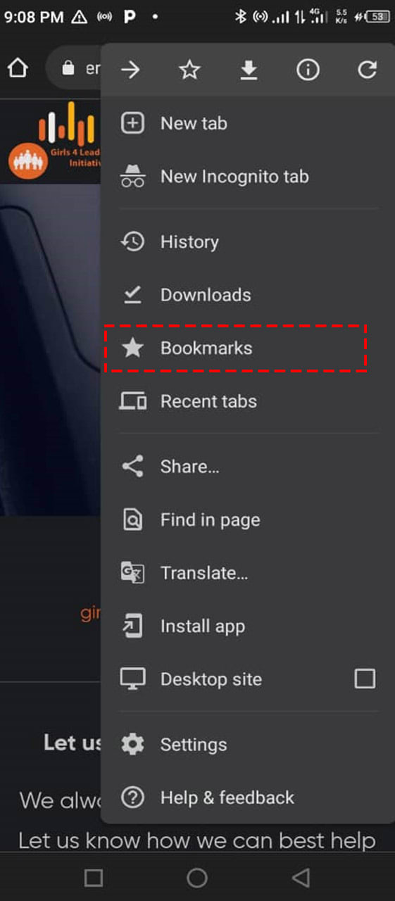 Chrome bookmar