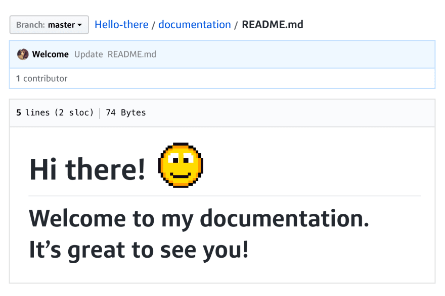 Commit message with smiley face
