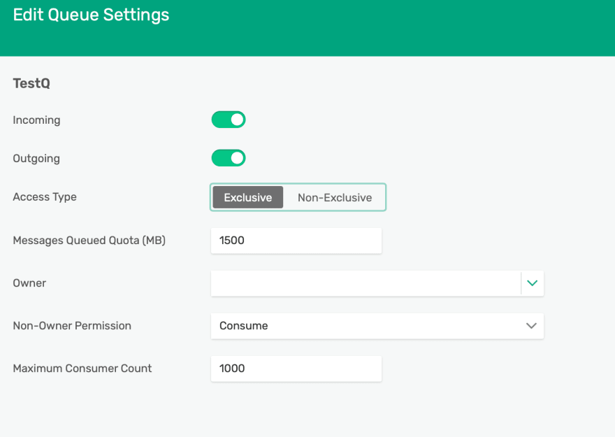 edit solace message queue settings