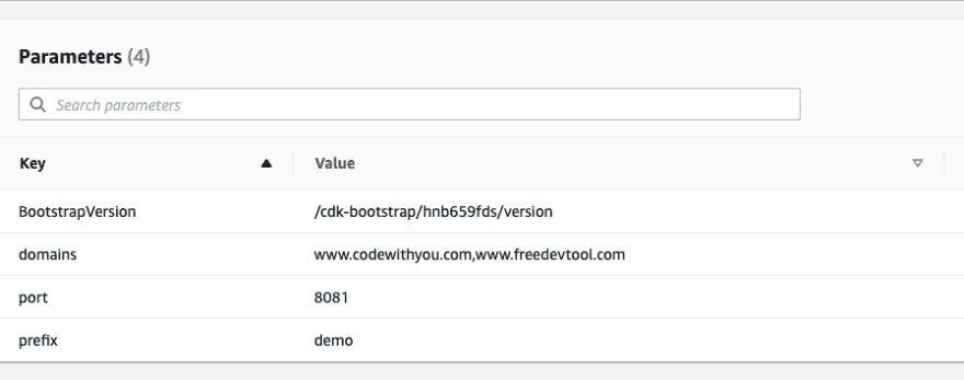 Parameters in the CloudFormation console
