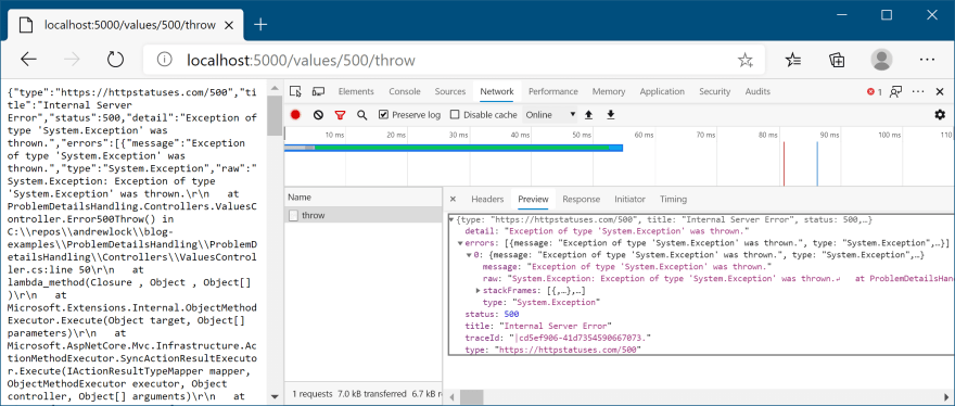 Developer ProblemDetails page