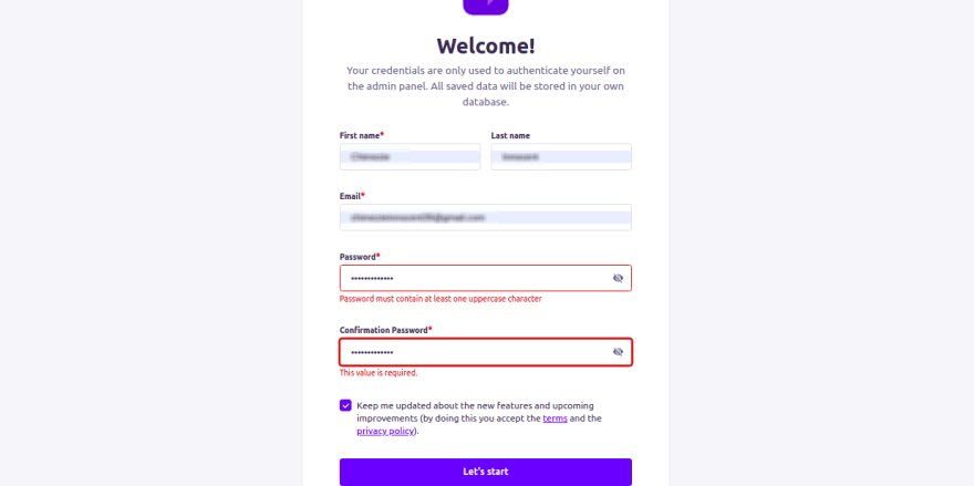 The Strapi Welcome Page