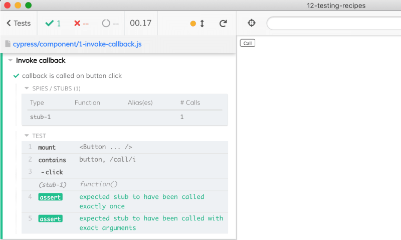 Click invokes the stub we have passed to the component