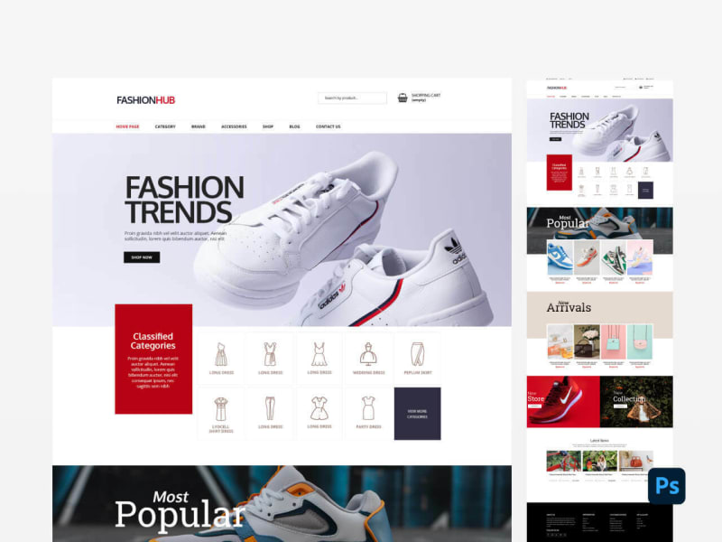 FashionHub – Free Ecommerce PSD Website Design Template