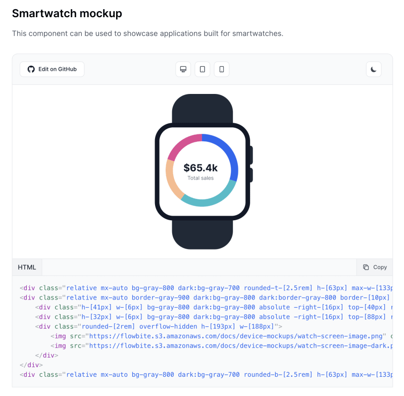 Smartwatch mockup with Tailwind CSS