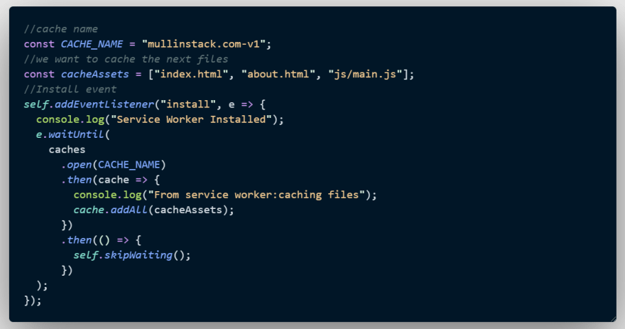 Installing Service Worker