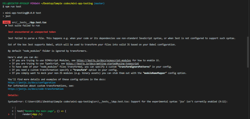 error testing