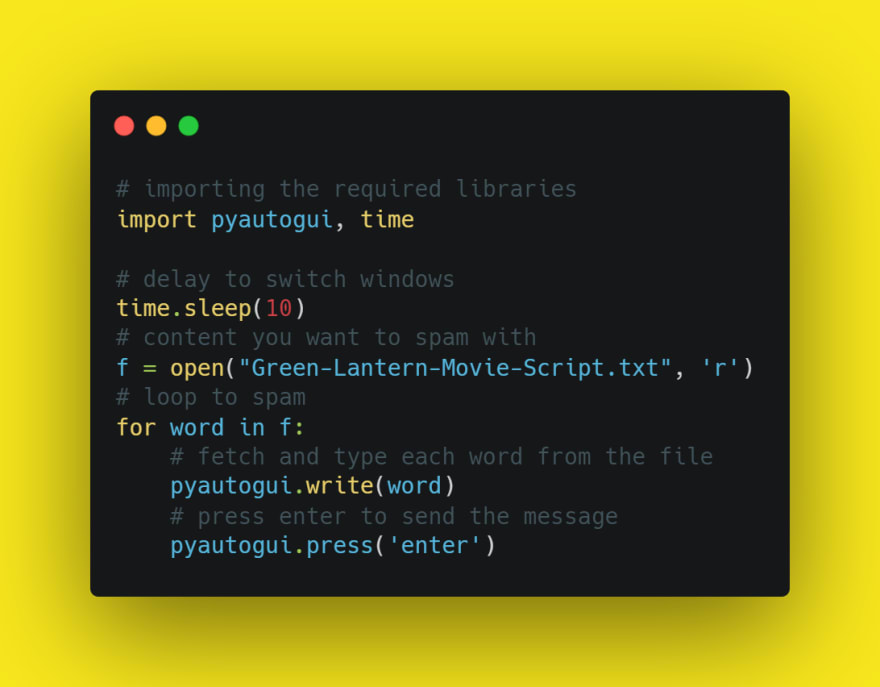 Code for Message Bomber Using File in Python