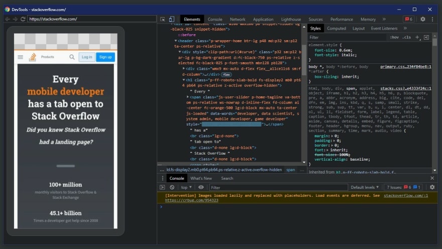 inspected stack overflow