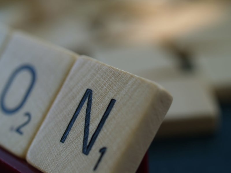 Image of O and n Scrabble game squares