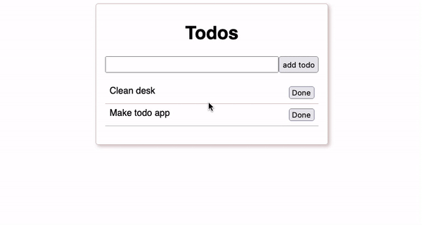 Gif showing the adding of todos