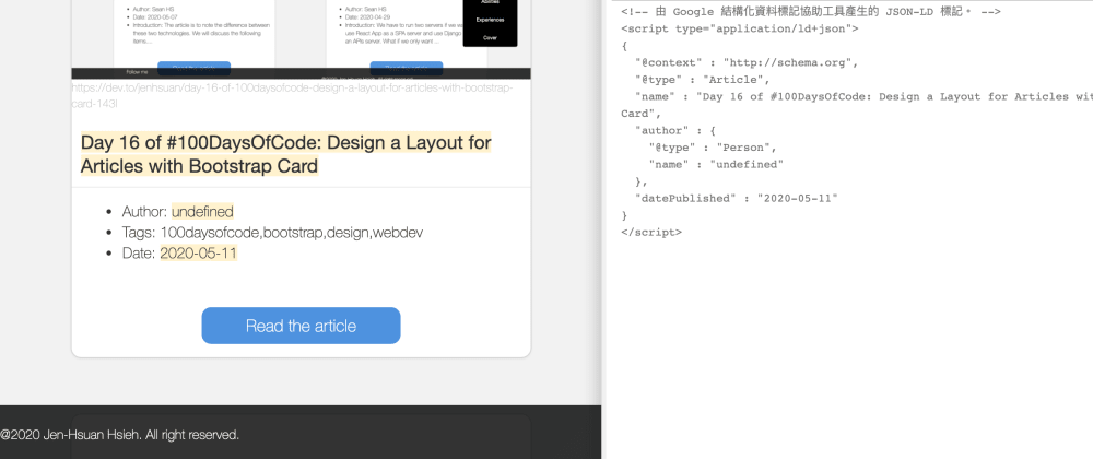 Cover image for Day 17 of #100DaysOfCode: apply structured data for AJAX data to improve SEO