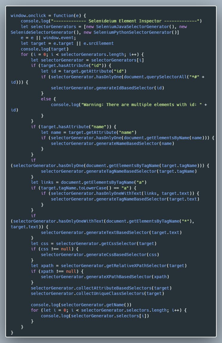 Content.js After Being Refactored To Use The Selector Classes JavaScript