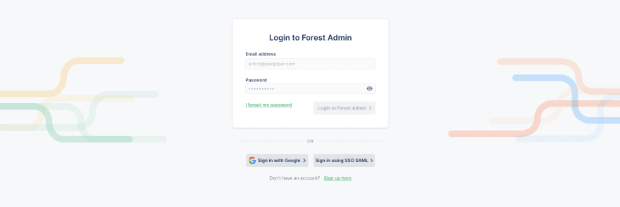 Forest Admin login page