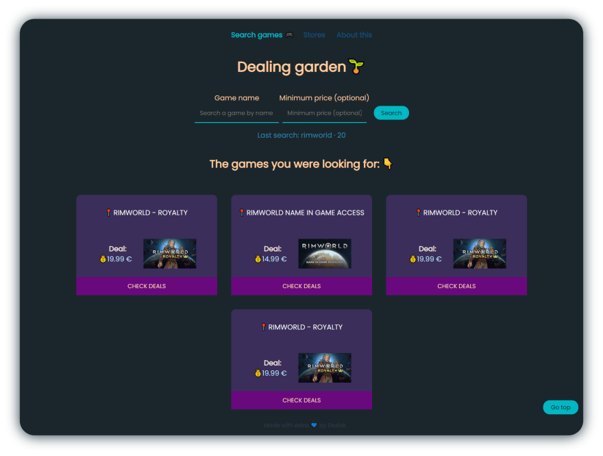 I created a site where you can search for the cheapest PC Games offers. 🤗  - DEV Community