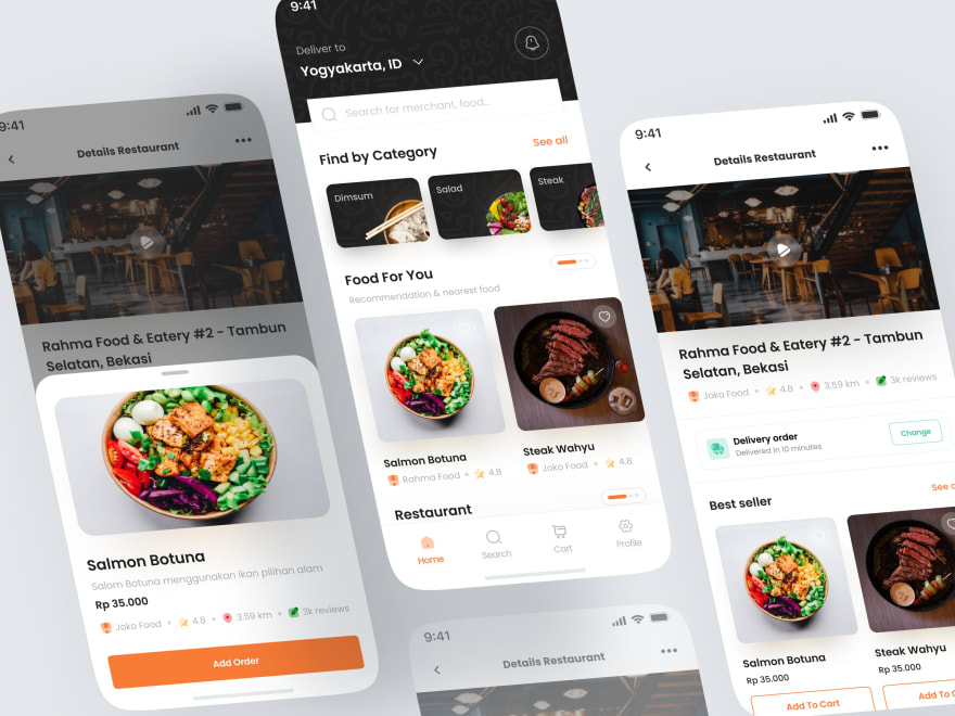 by [Habibi](https://dribbble.com/shots/18928557-Food-Delivery-Maemlur-Mobile-Apps)
