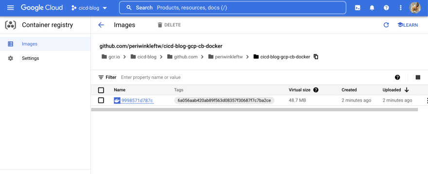 GCP CI/CD pipeline using Code Build, Docker, and Github. Running trigger manually pt4