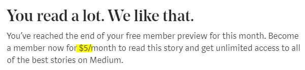 Medium monthly subscription