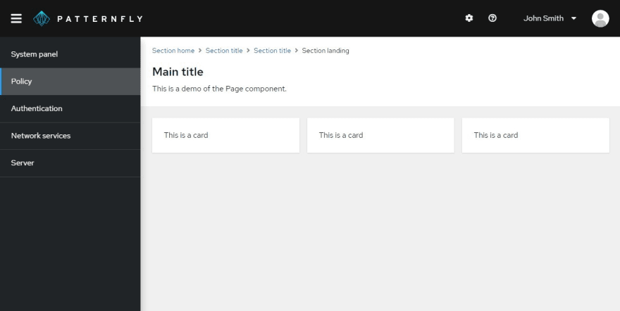 Patternfly 4 Example