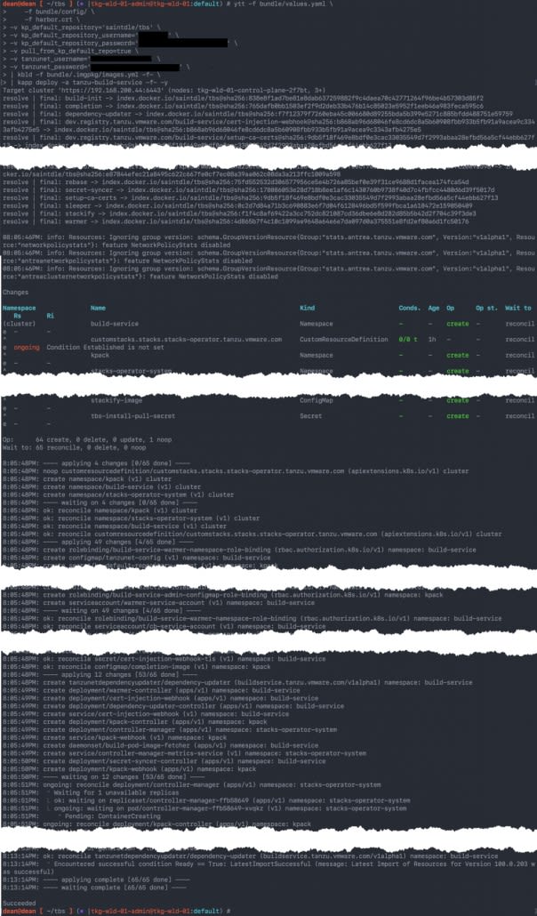 Tanzu Build Services - ytt -f bundle values.yaml -f bundle config -v kp_default_repository