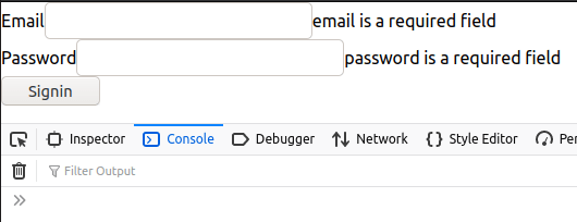 Form with error messages