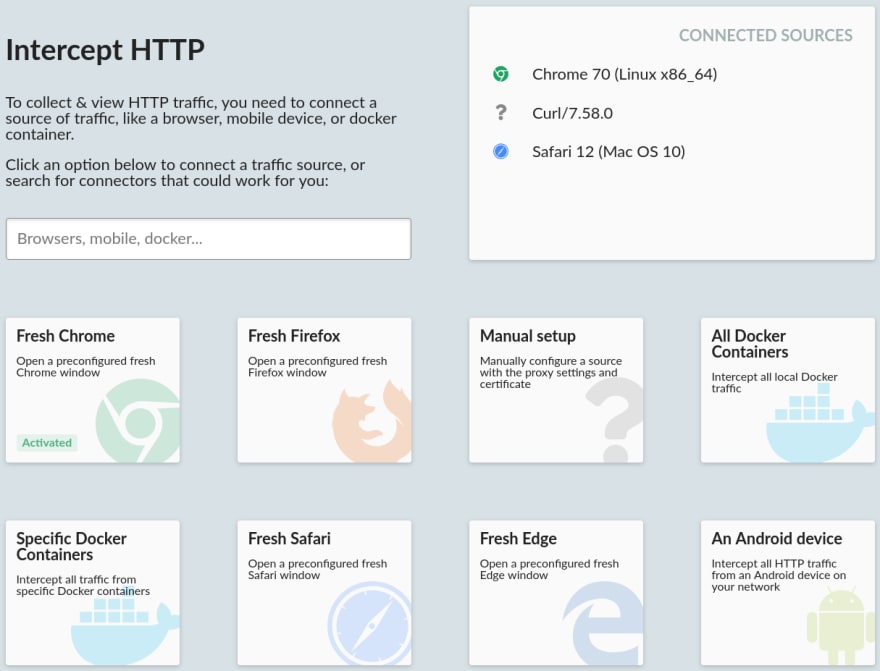 HTTP interception UI