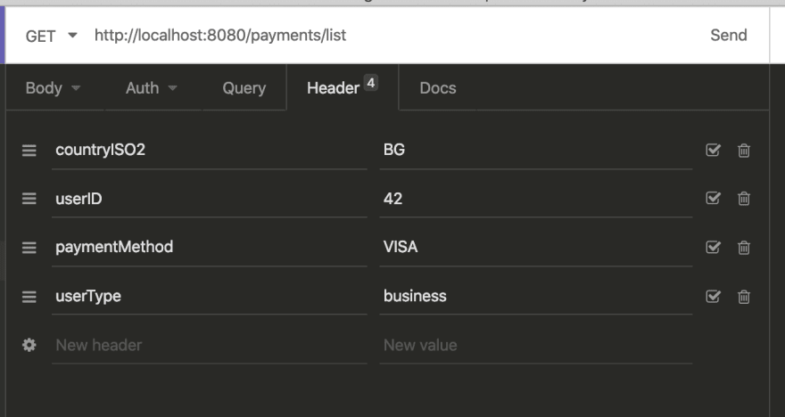 payments/list endpoint parameters