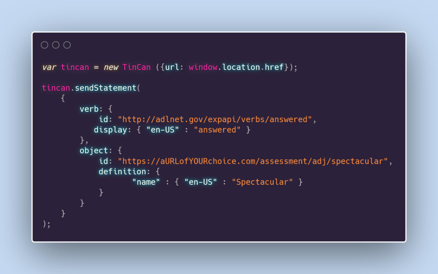 visual of the code to send statements