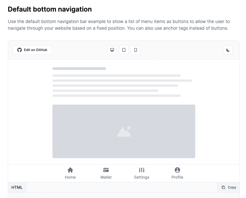 Tailwind CSS Bottom Navigation