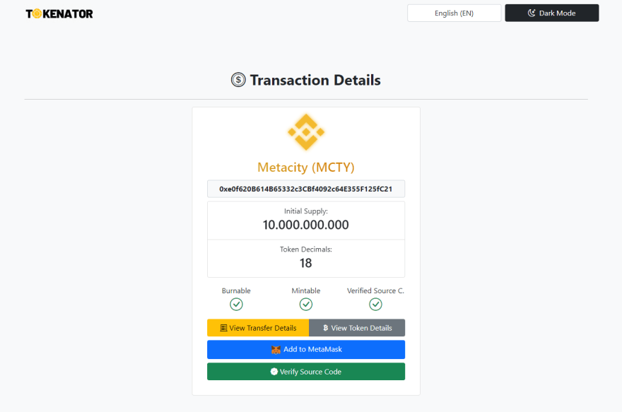 Binance Smart Chain Token Maker