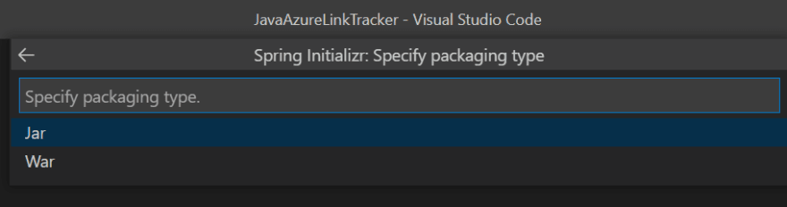 Set packaging type to Jar in VS Code.