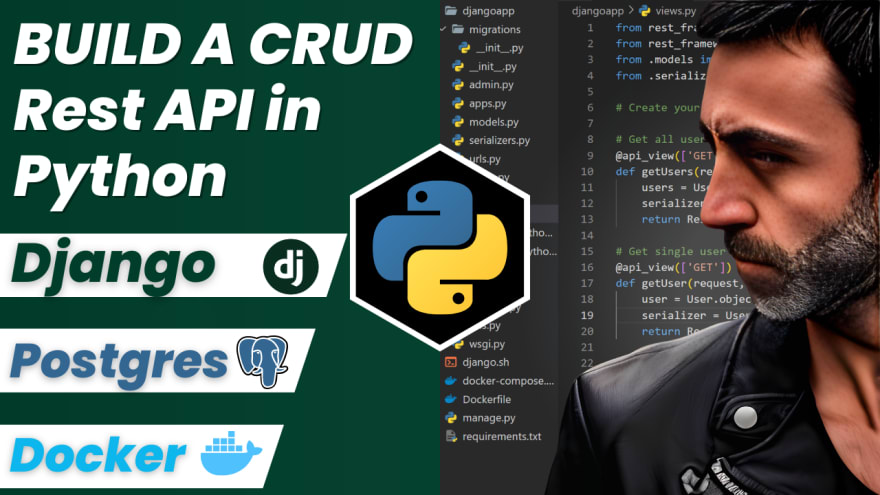 Youtube thumbnail of Pyhon CRUD Rest API, using: Django, Postgres, Docker and Docker Compose