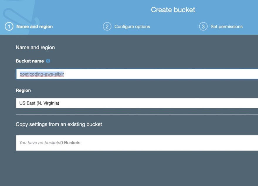 Bucket name and region